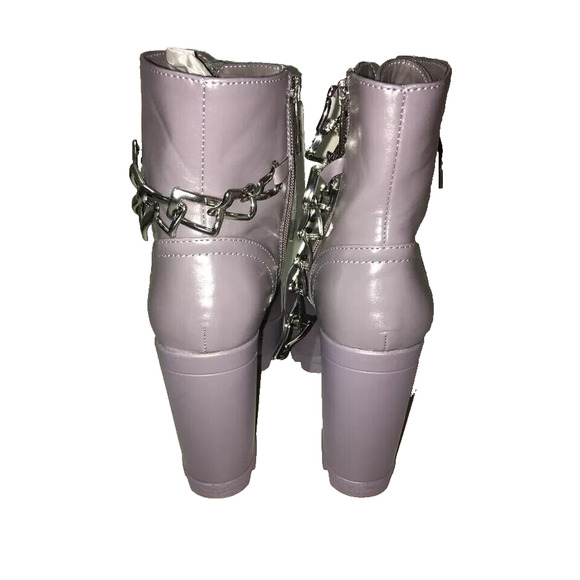 NEW CAPE ROBBIN WOMEN'S FELIX‎ CHAIN BLOCK HEEL LUG PLATFORM BOOTS PURPLE 7M - Picture 9 of 11